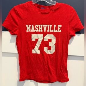 Edikted Red Tee with White Nashville Print NWOT